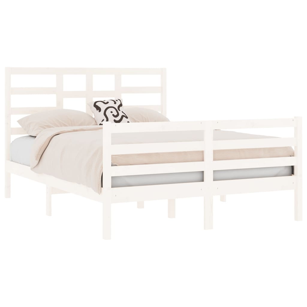 Bed Frame without Mattress White Solid Wood 120x190 cm Small Double