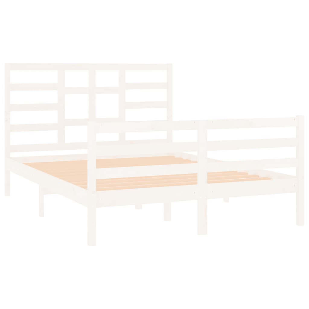 Bed Frame without Mattress White Solid Wood 120x190 cm Small Double