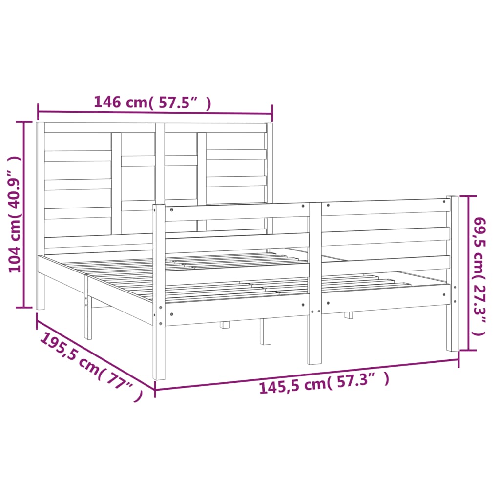 Bed Frame without Mattress Solid Wood 140x190 cm