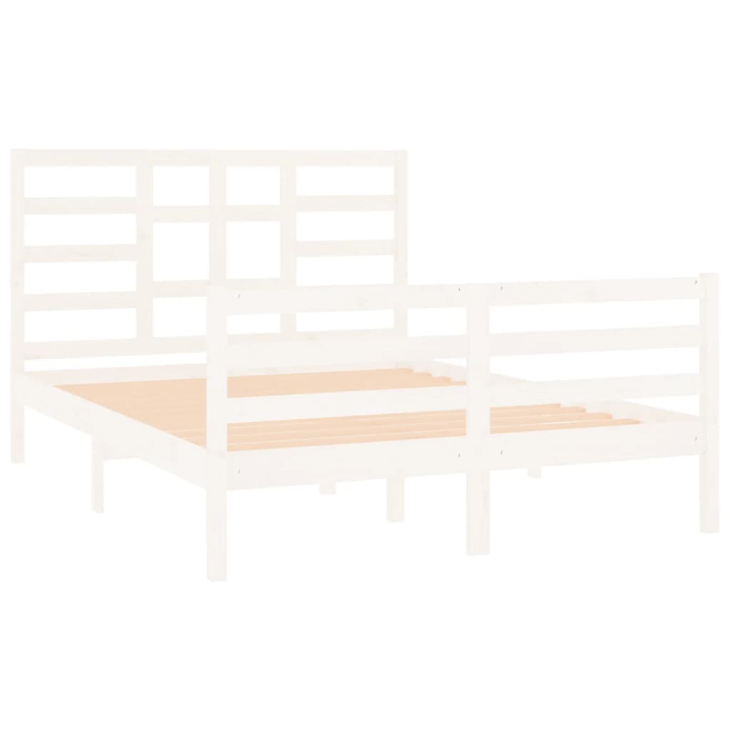 Bed Frame without Mattress White Solid Wood 140x190 cm