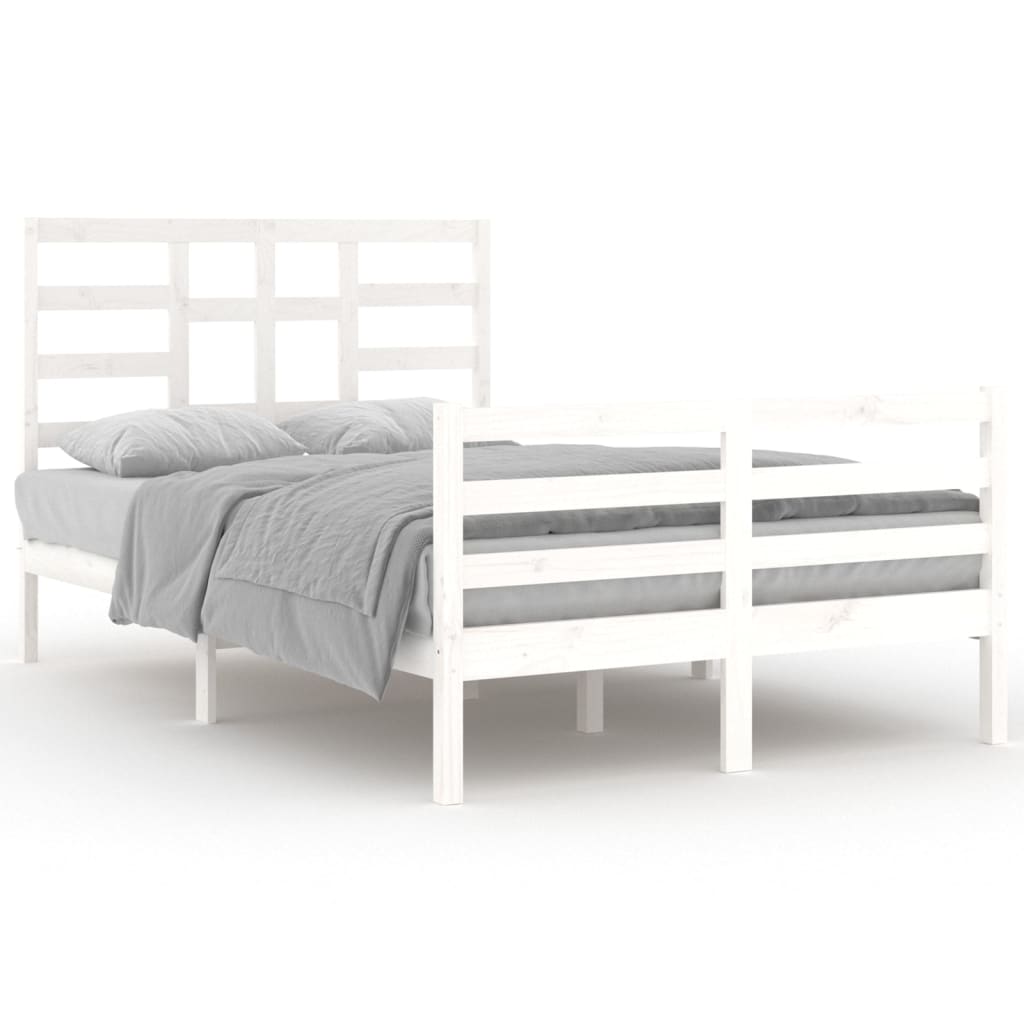 Bed Frame without Mattress White Solid Wood 120x200 cm