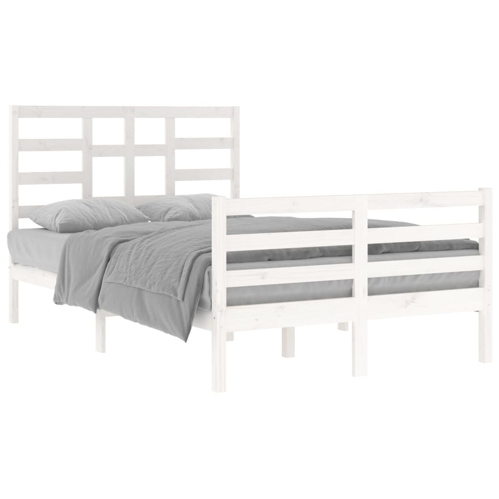 Bed Frame without Mattress White Solid Wood 120x200 cm