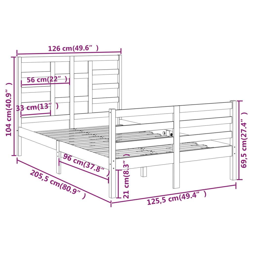 Bed Frame without Mattress White Solid Wood 120x200 cm