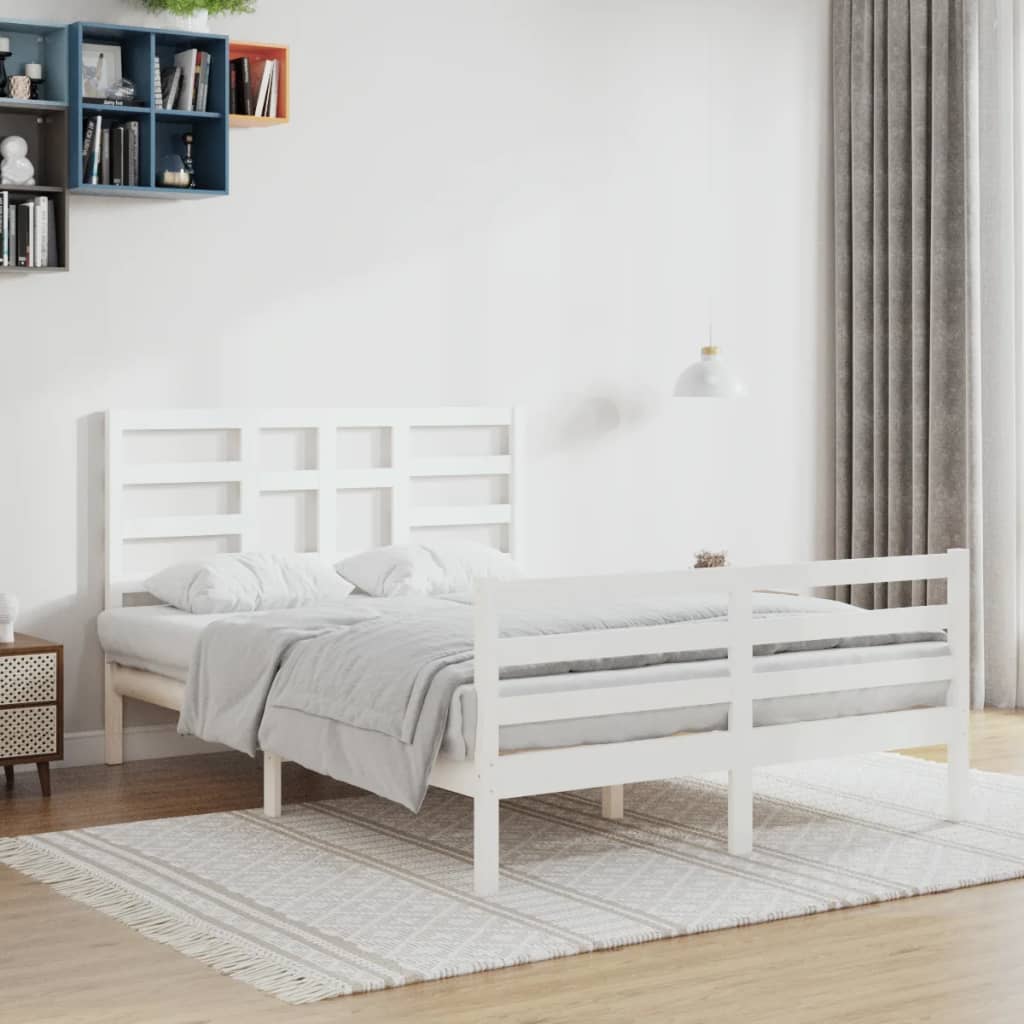 Bed Frame without Mattress White Solid Wood 120x200 cm