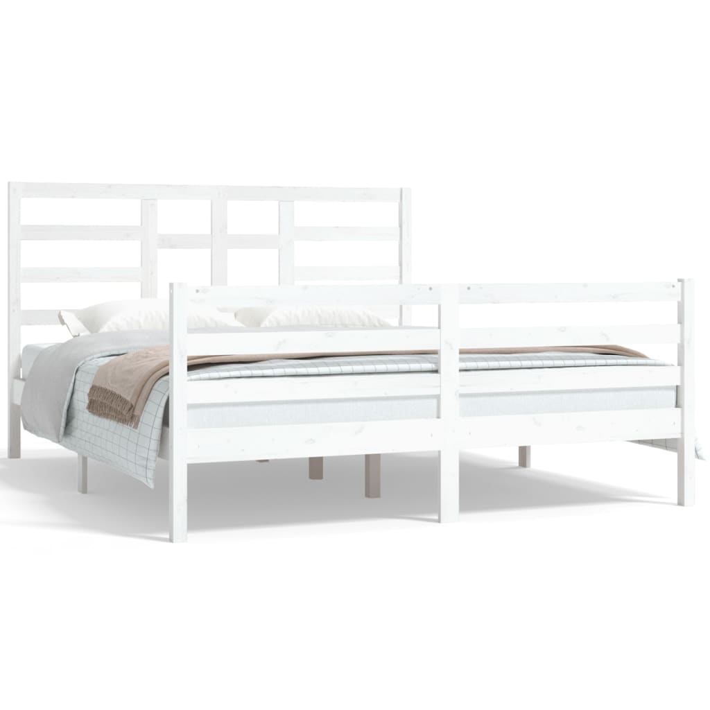 Bed Frame without Mattress White Solid Wood 160x200 cm