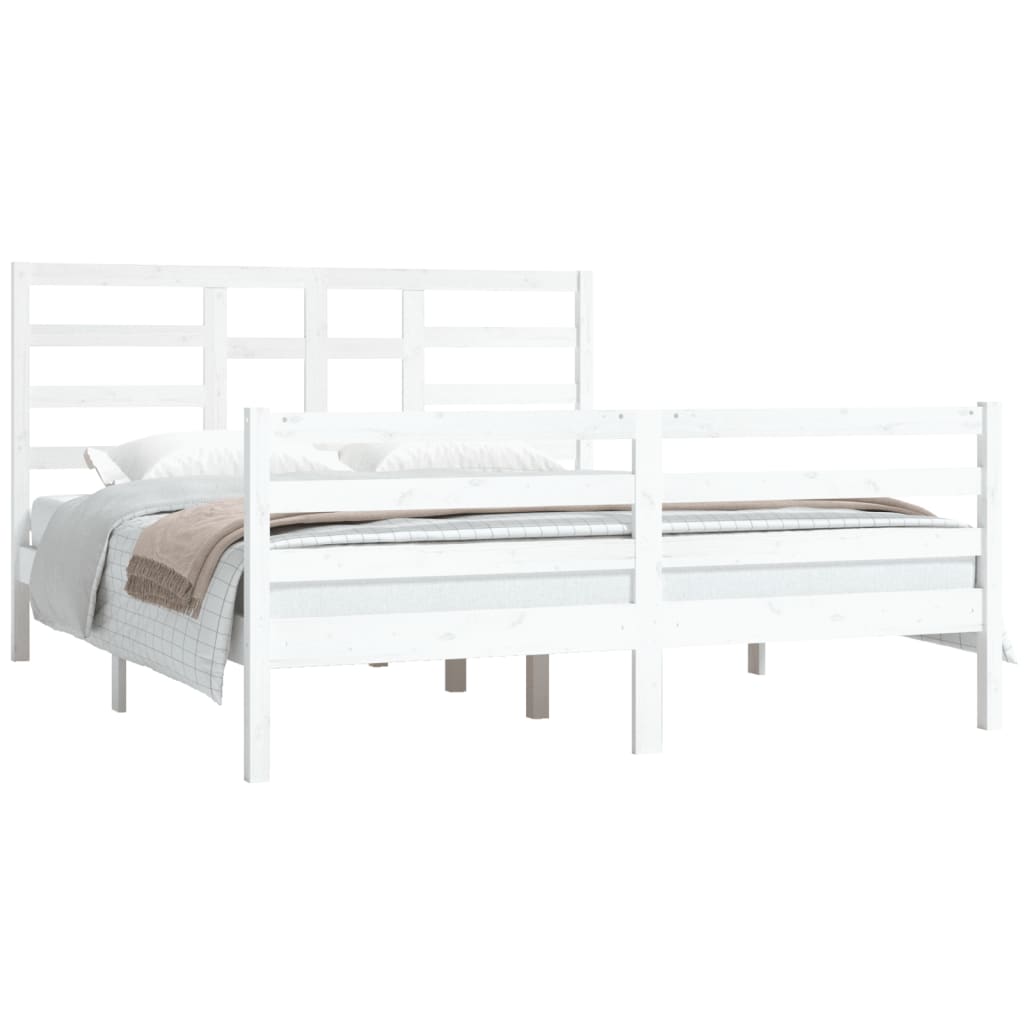 Bed Frame without Mattress White Solid Wood 160x200 cm