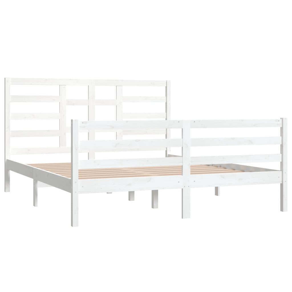 Bed Frame without Mattress White Solid Wood 160x200 cm
