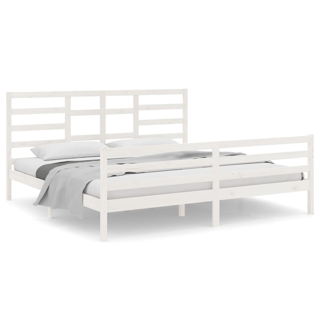 Bed Frame without Mattress White Solid Wood 200x200 cm