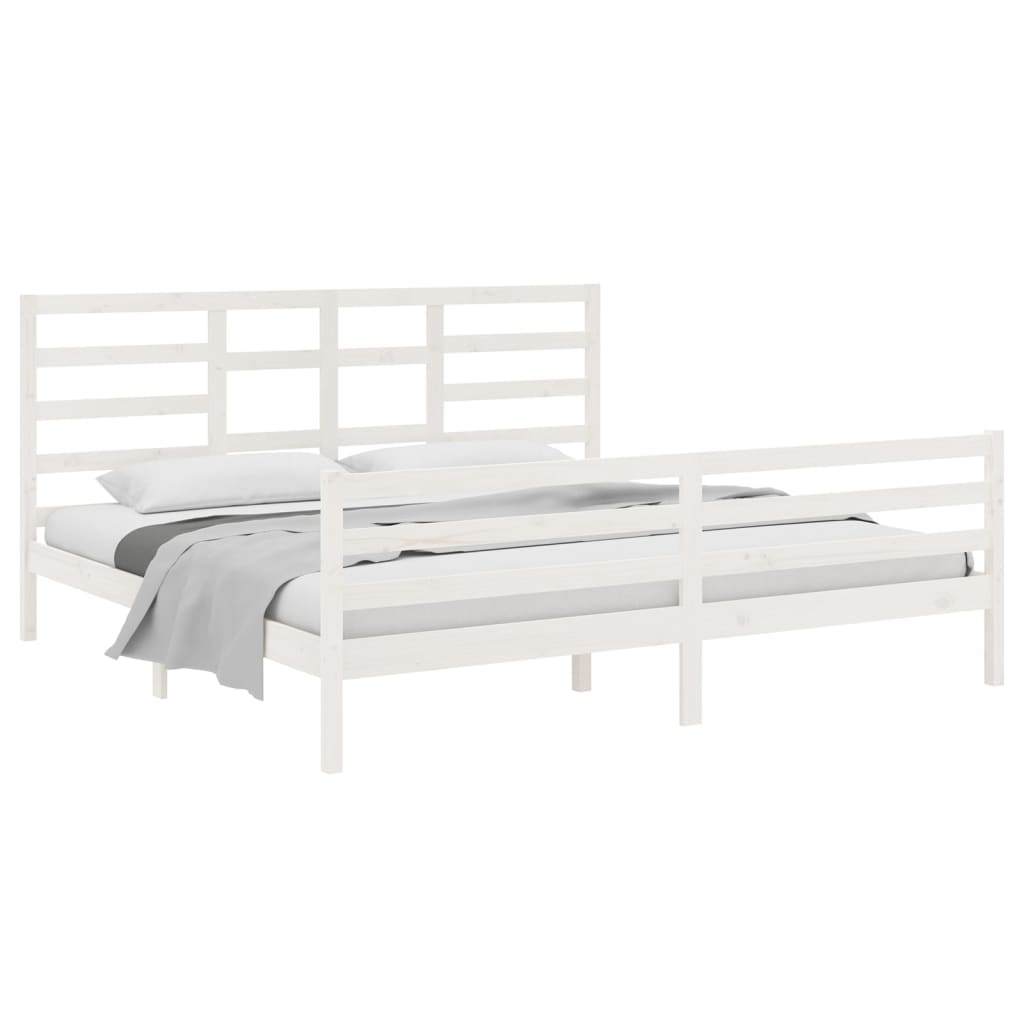 Bed Frame without Mattress White Solid Wood 200x200 cm