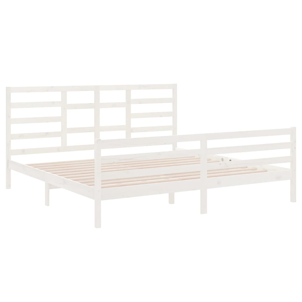 Bed Frame without Mattress White Solid Wood 200x200 cm