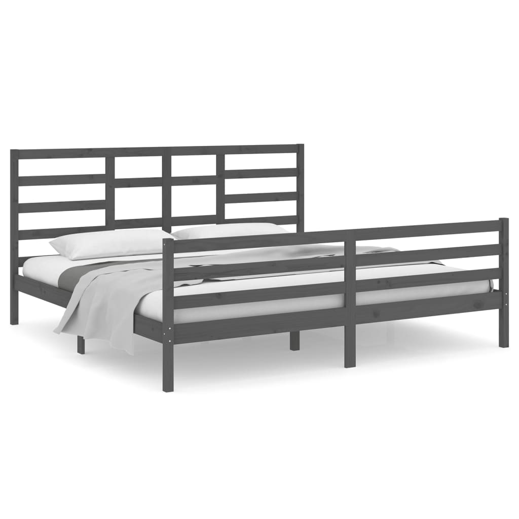 Bed Frame without Mattress Grey Solid Wood 200x200 cm