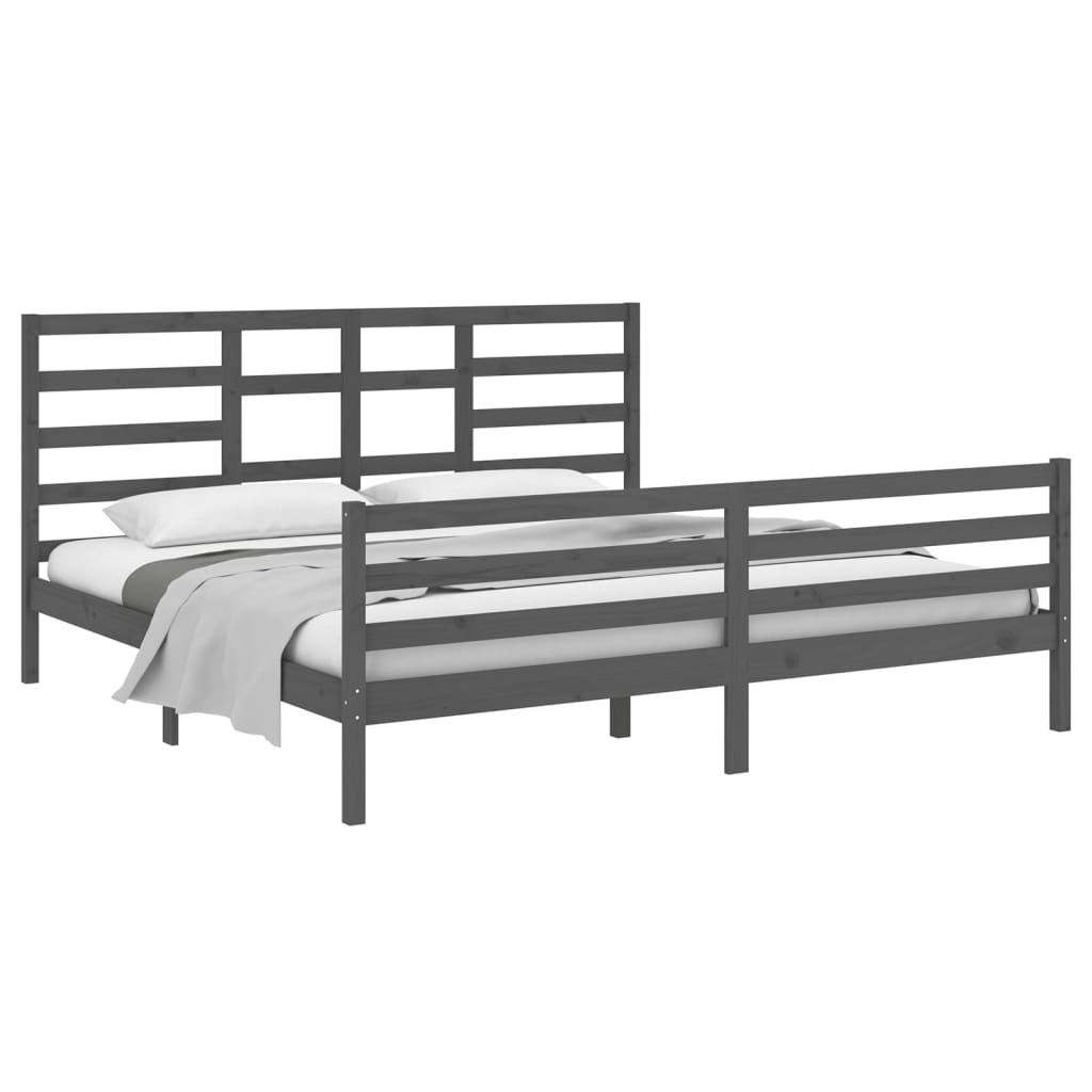 Bed Frame without Mattress Grey Solid Wood 200x200 cm