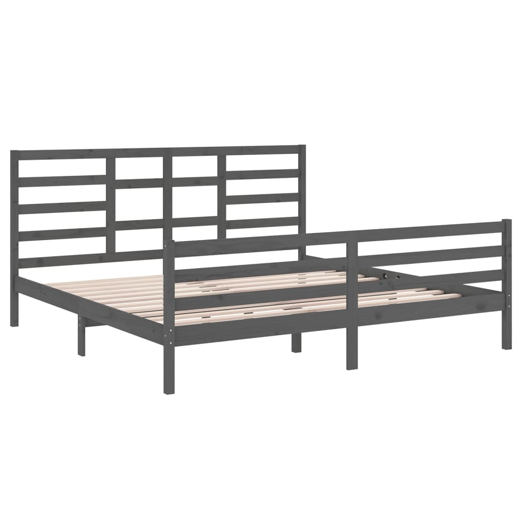 Bed Frame without Mattress Grey Solid Wood 200x200 cm
