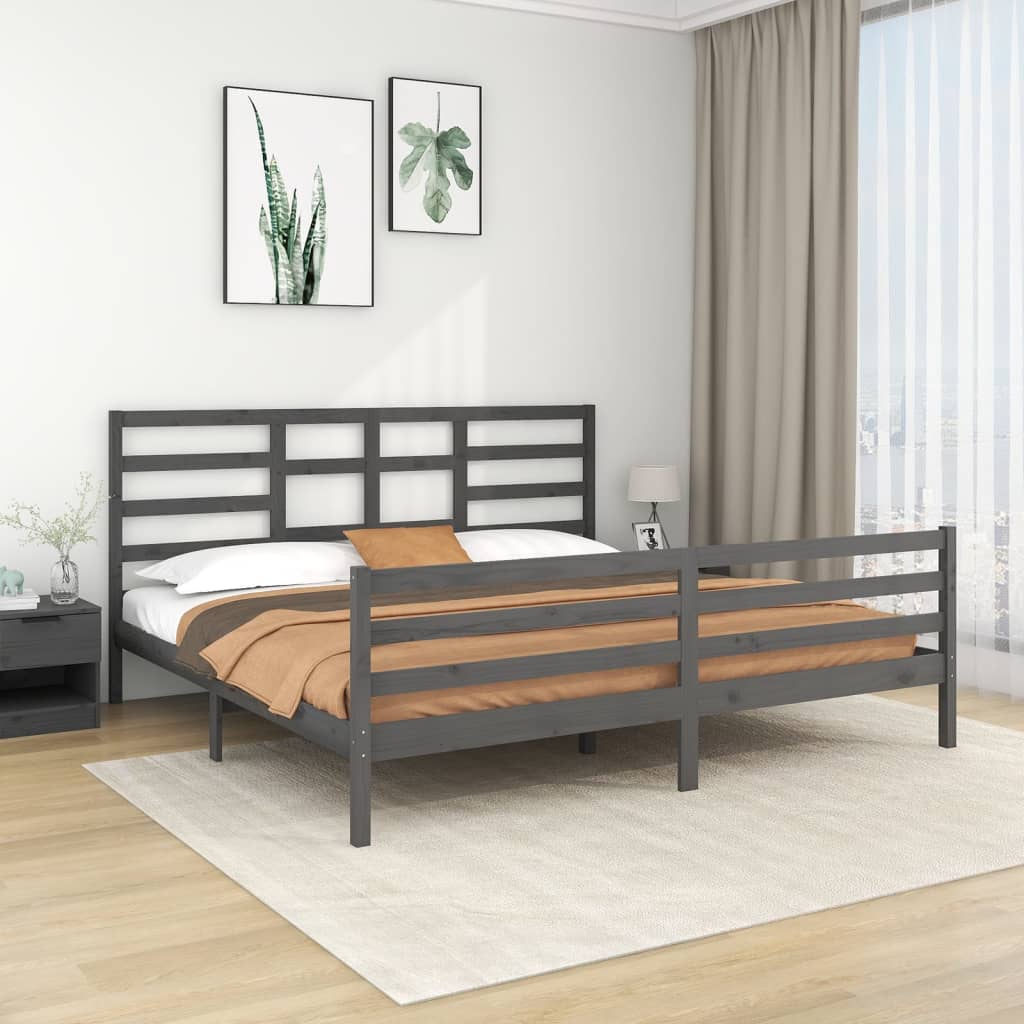 Bed Frame without Mattress Grey Solid Wood 200x200 cm