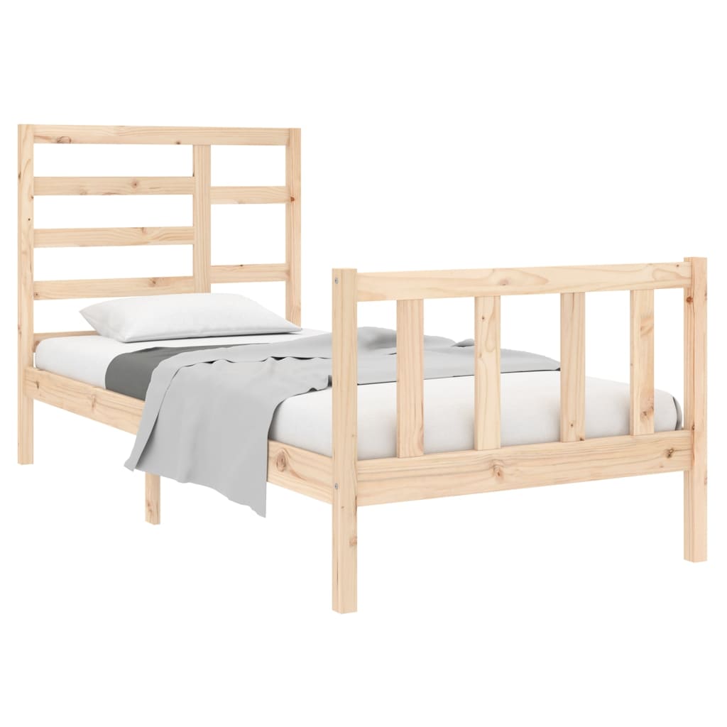 Bed Frame without Mattress Solid Wood 75x190 cm Small Single
