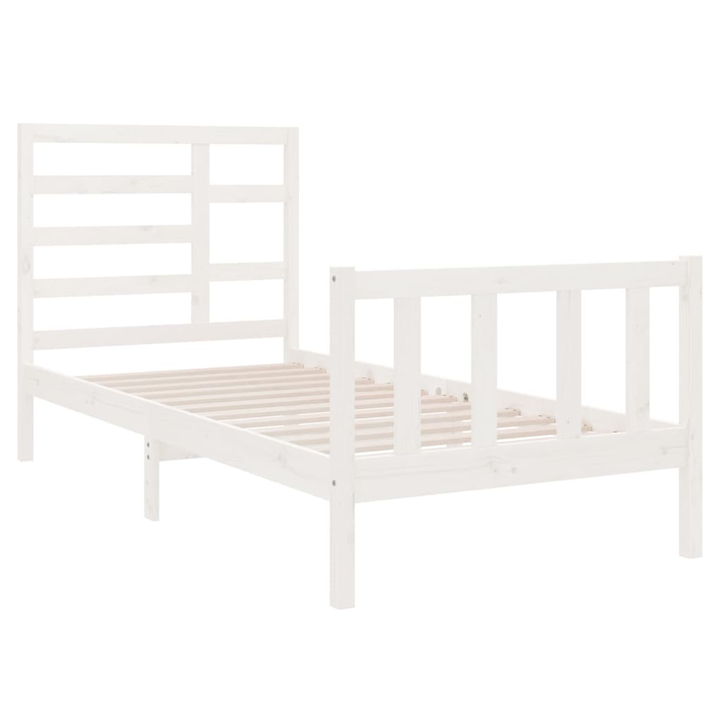 Bed Frame without Mattress White Solid Wood 90x190 cm Single