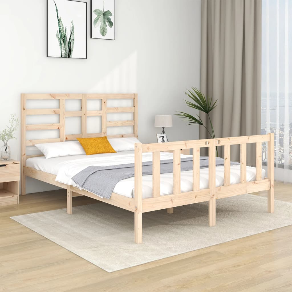 Bed Frame without Mattress Solid Wood 120x190 cm Small Double