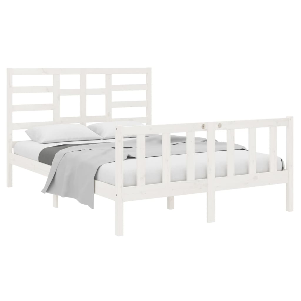 Bed Frame without Mattress White Solid Wood 120x190 cm Small Double