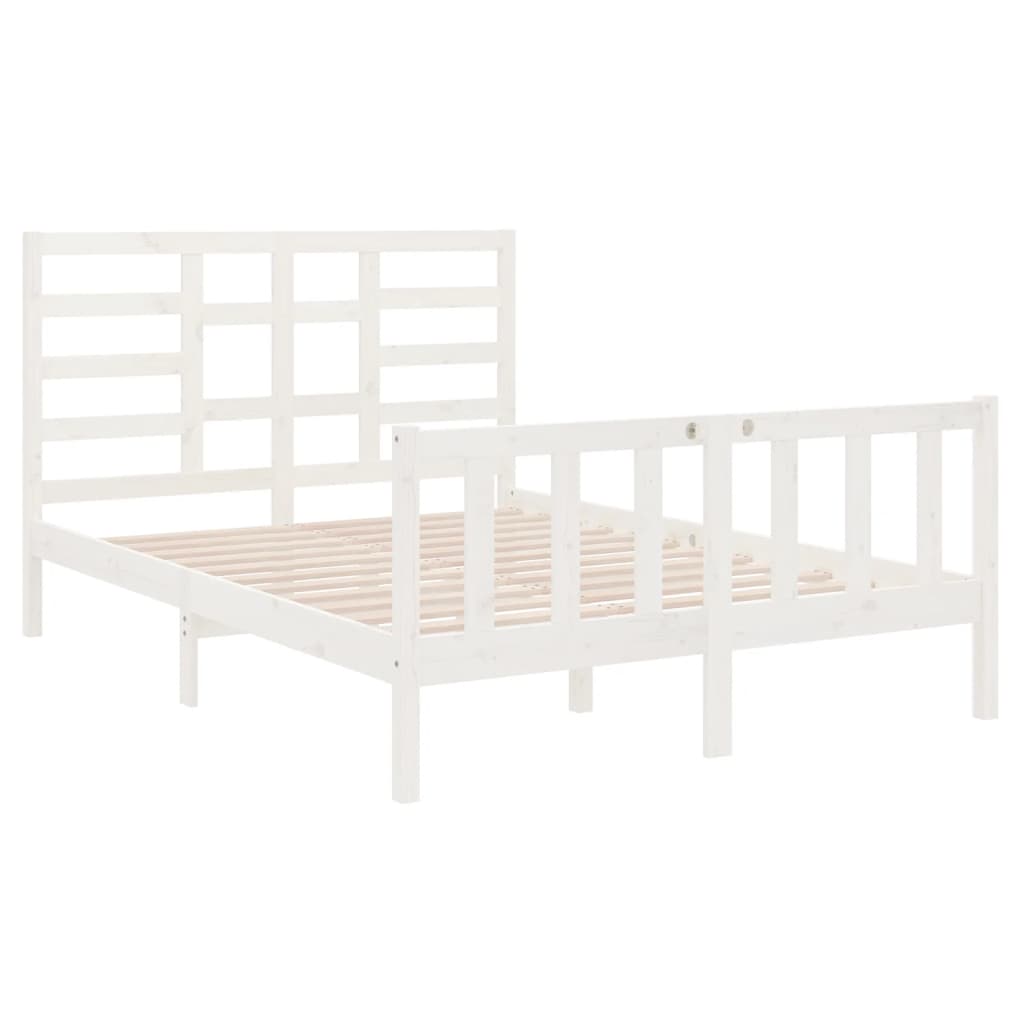 Bed Frame without Mattress White Solid Wood 120x190 cm Small Double