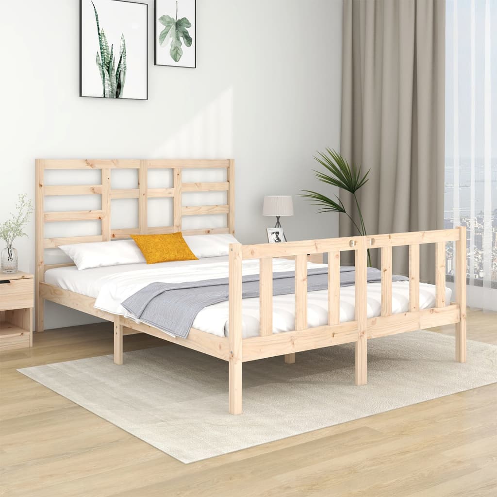 Bed Frame without Mattress Solid Wood 140x190 cm