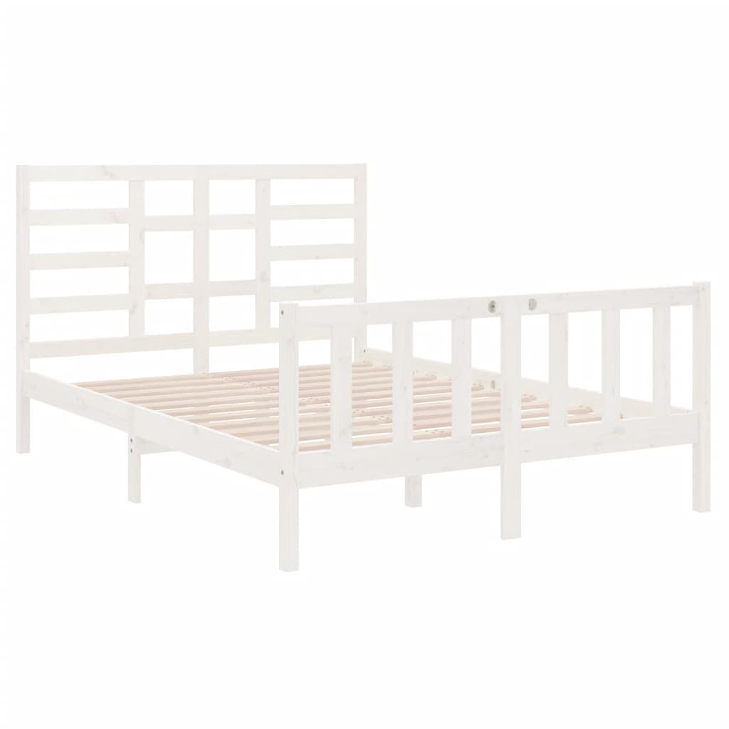 Bed Frame without Mattress White Solid Wood 140x190 cm