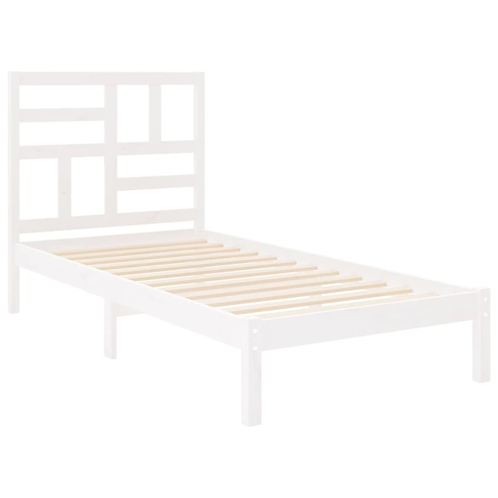 Bed Frame without Mattress White Solid Wood 75x190 cm Small Single