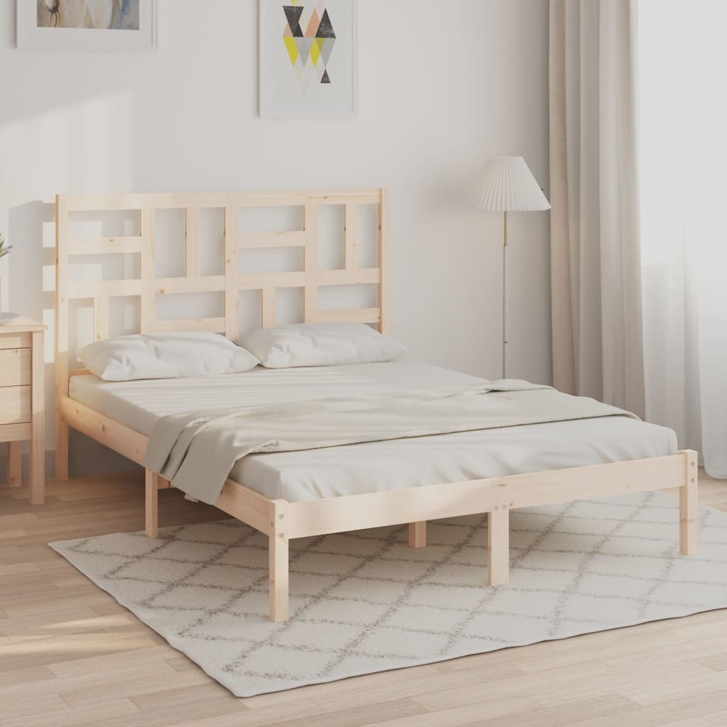 Bed Frame without Mattress Solid Wood 120x190 cm Small Double