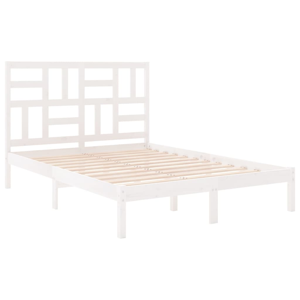 Bed Frame without Mattress White Solid Wood 140x190 cm