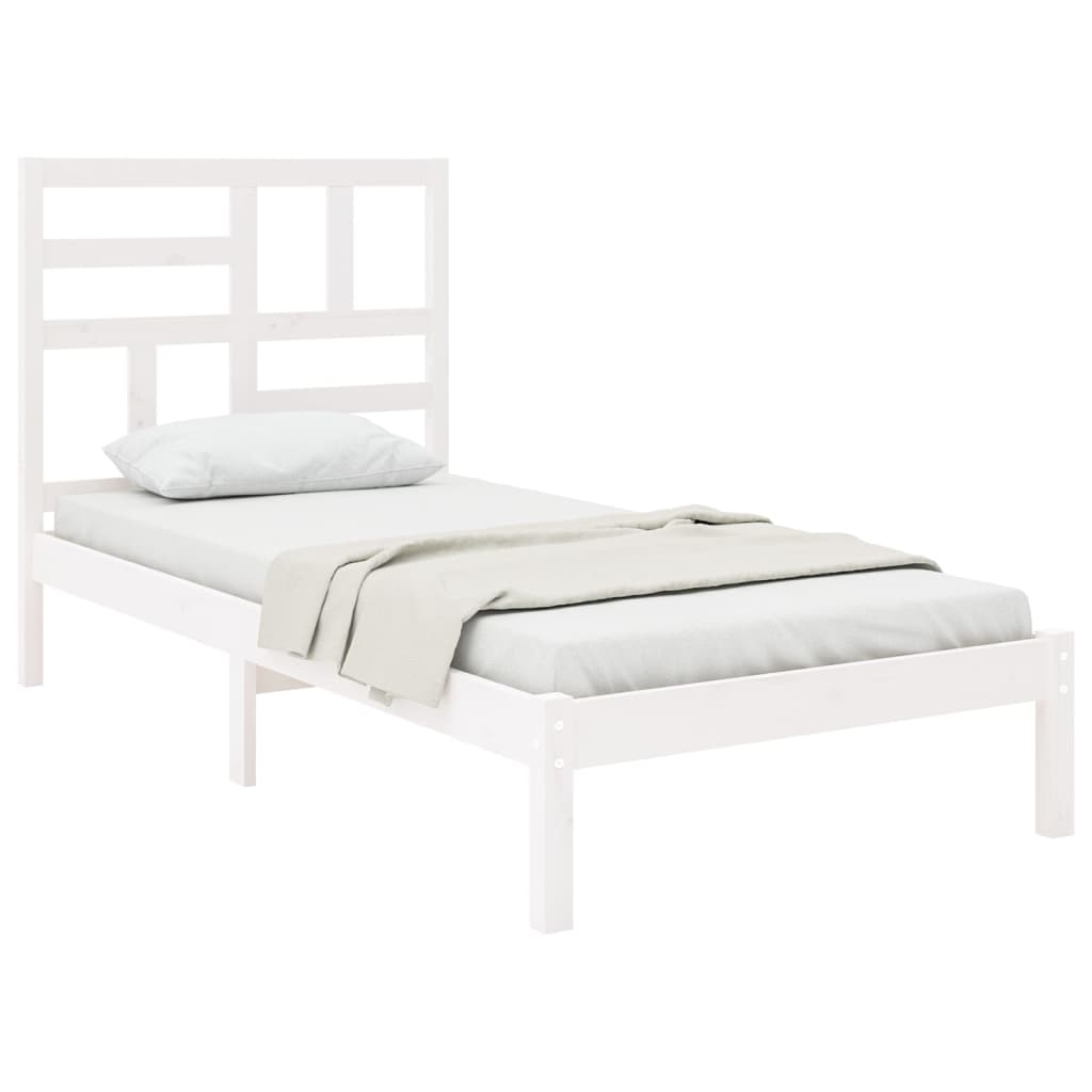 Bed Frame without Mattress White Solid Wood 100x200 cm