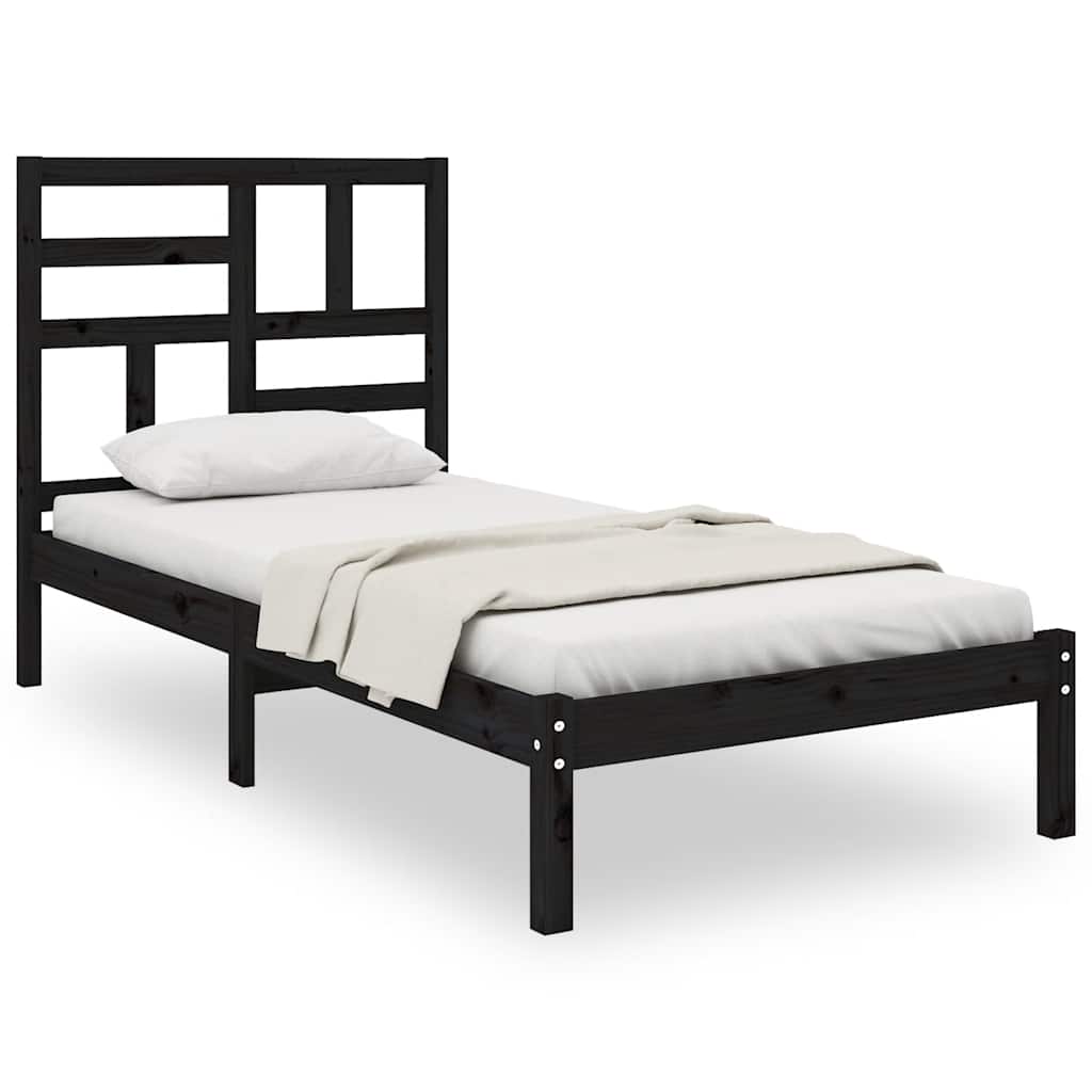 Bed Frame without Mattress Black Solid Wood 100x200 cm