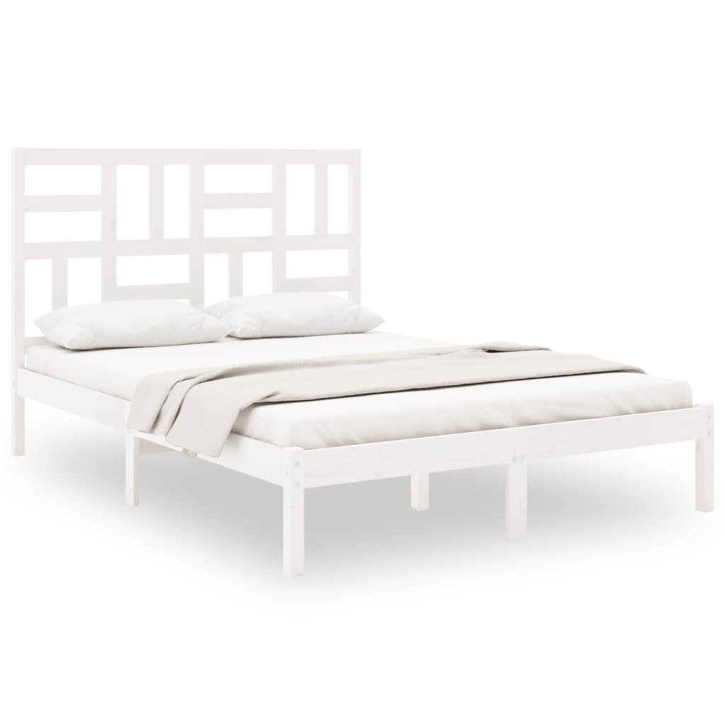 Bed Frame without Mattress White Solid Wood 140x200 cm