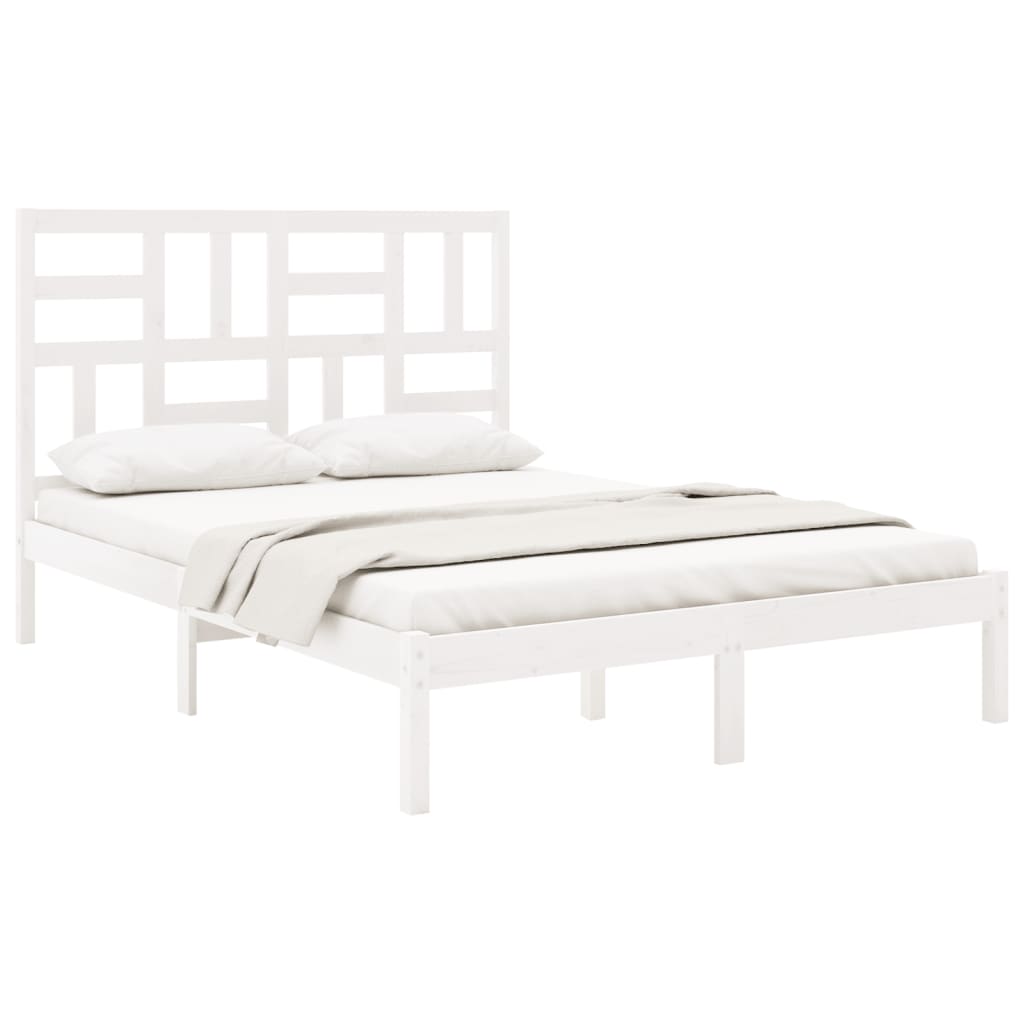 Bed Frame without Mattress White Solid Wood 140x200 cm