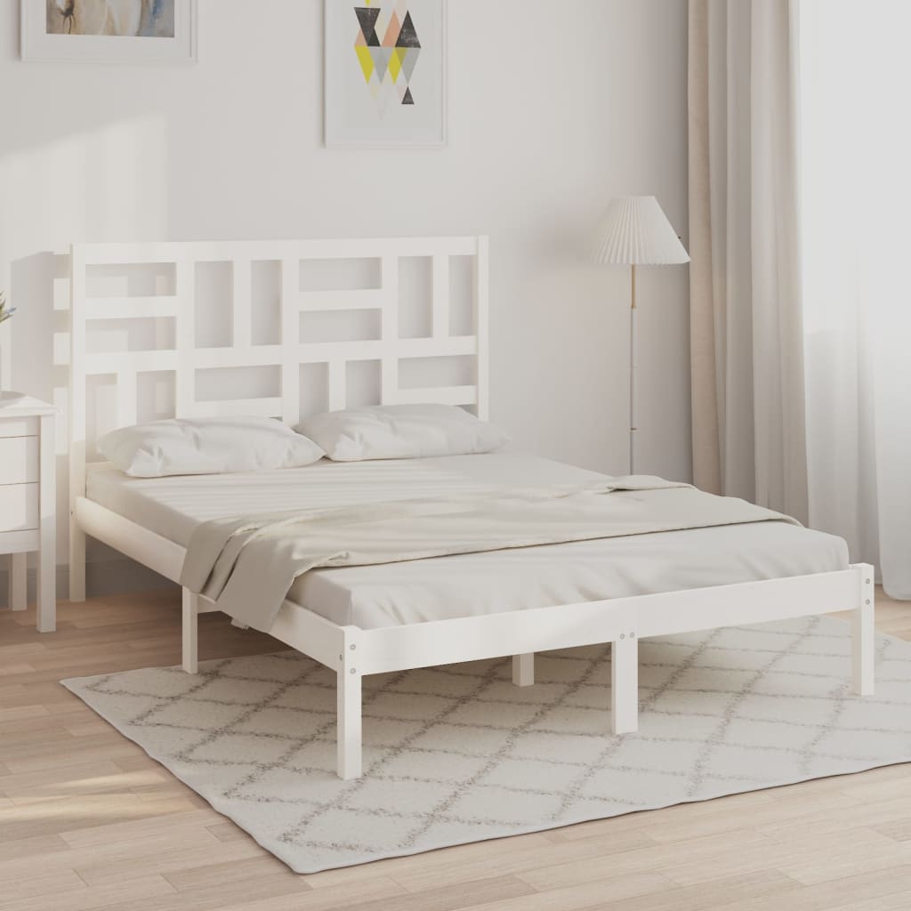 Bed Frame without Mattress White Solid Wood 140x200 cm