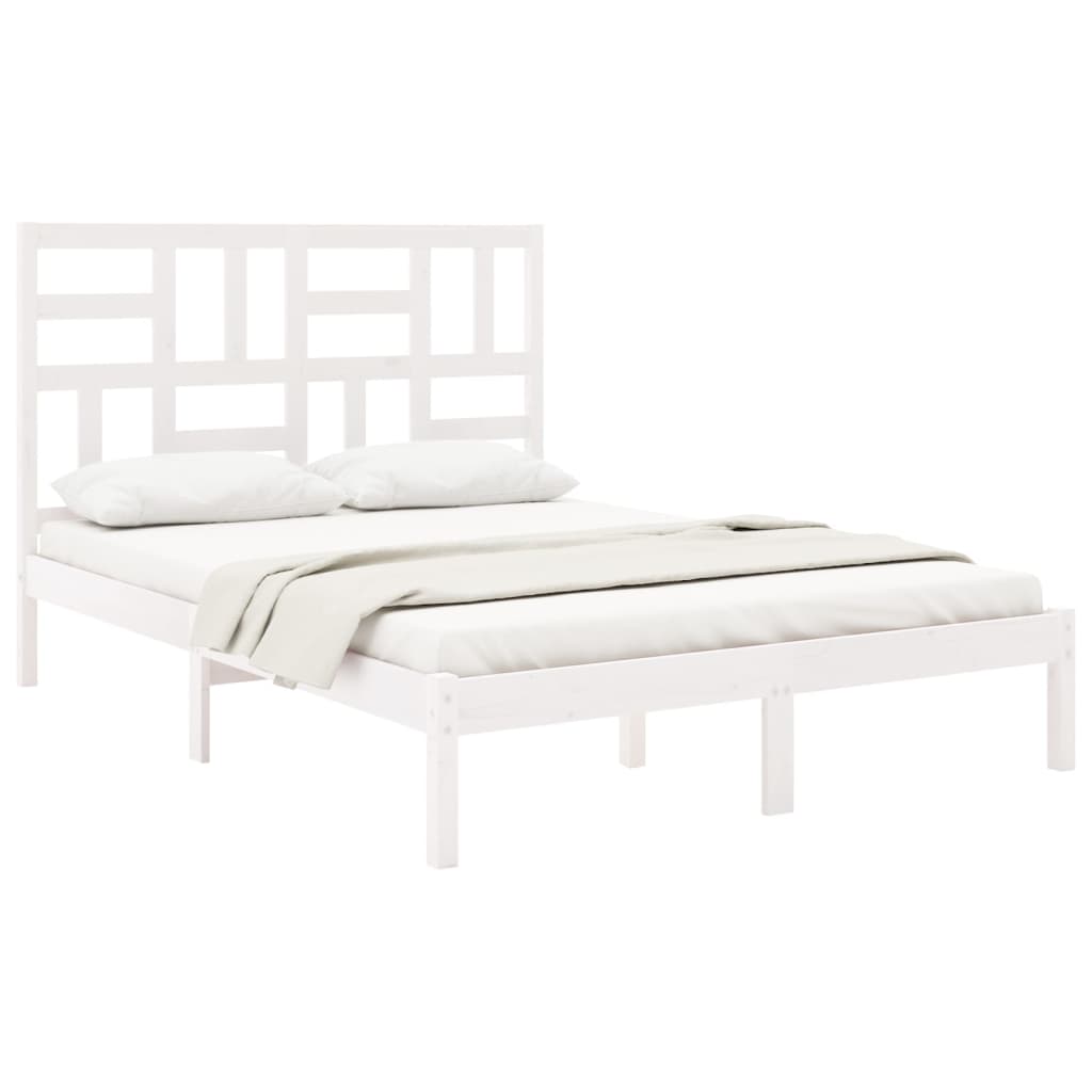 Bed Frame without Mattress White Solid Wood 150x200 cm King Size