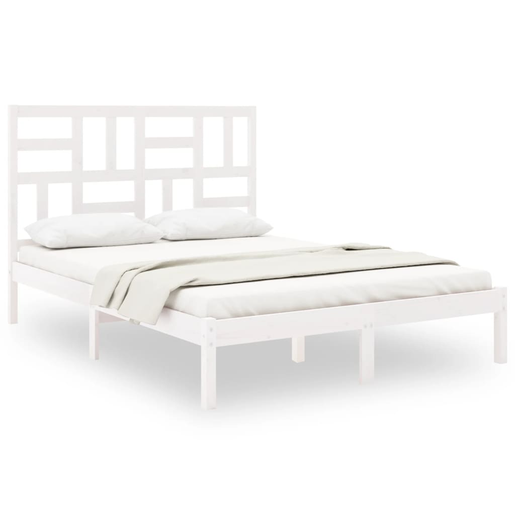 Bed Frame without Mattress White Solid Wood 160x200 cm