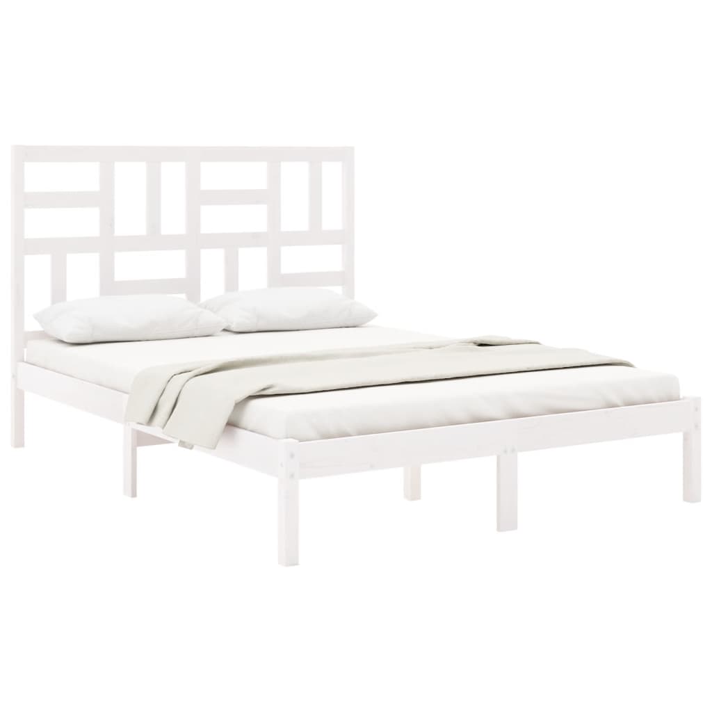 Bed Frame without Mattress White Solid Wood 160x200 cm