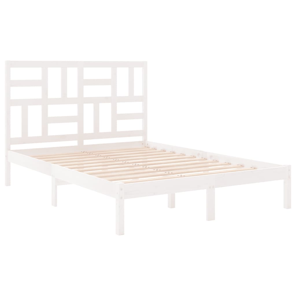 Bed Frame without Mattress White Solid Wood 160x200 cm