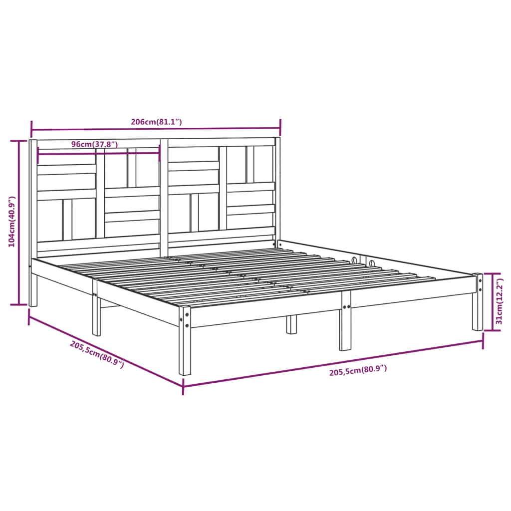 Bed Frame without Mattress Solid Wood 200x200 cm