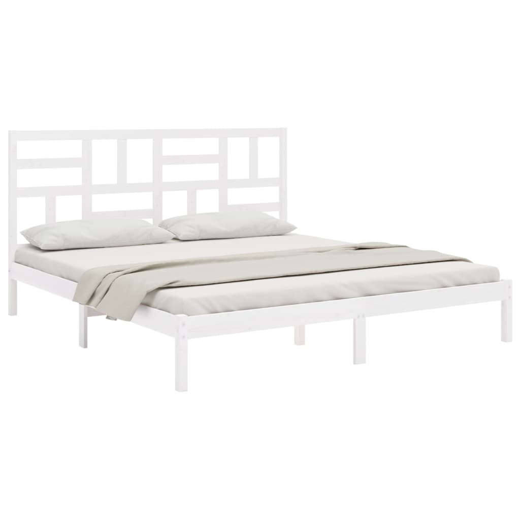 Bed Frame without Mattress White Solid Wood 200x200 cm