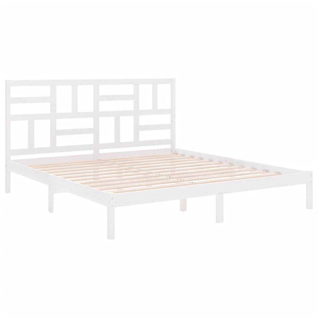 Bed Frame without Mattress White Solid Wood 200x200 cm