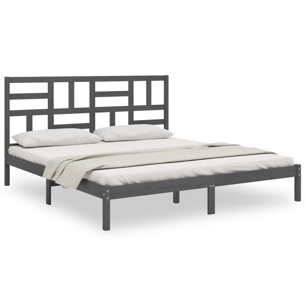 Bed Frame without Mattress Grey Solid Wood 200x200 cm