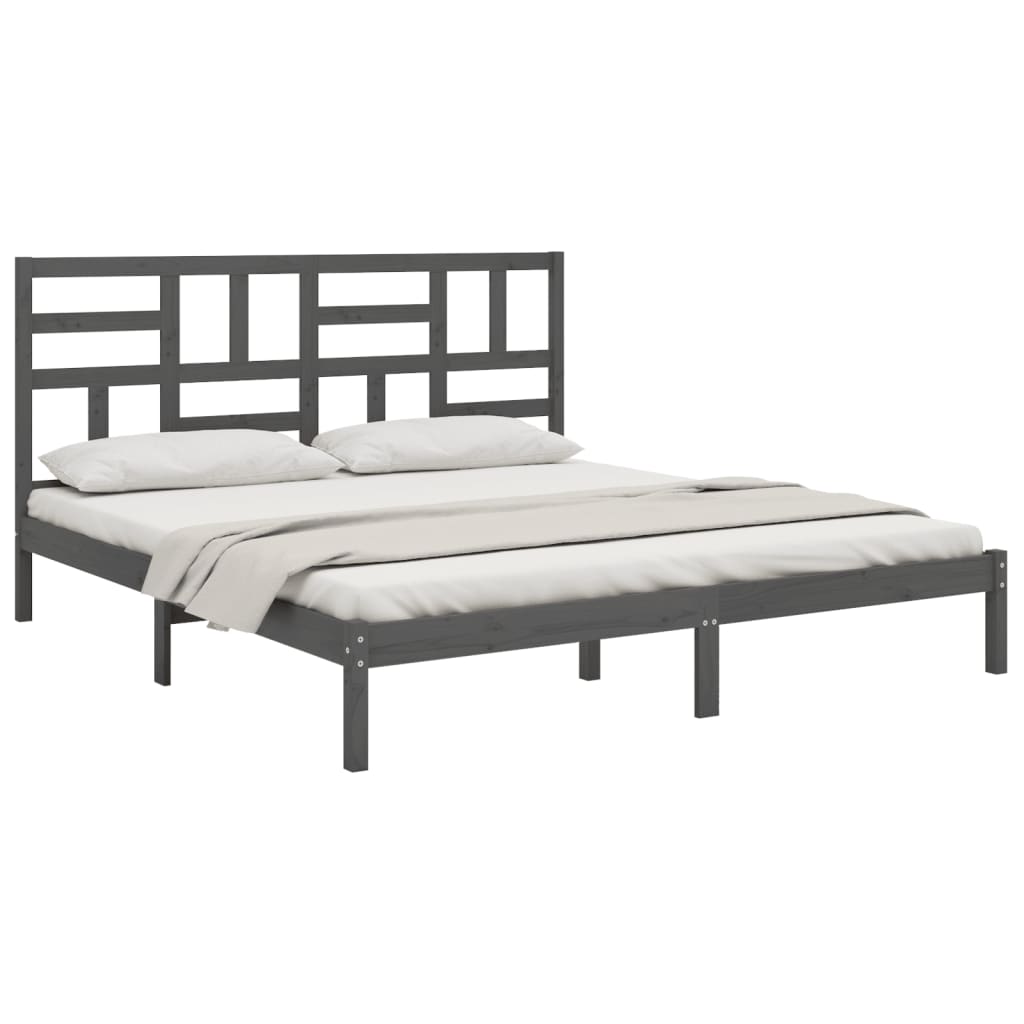 Bed Frame without Mattress Grey Solid Wood 200x200 cm