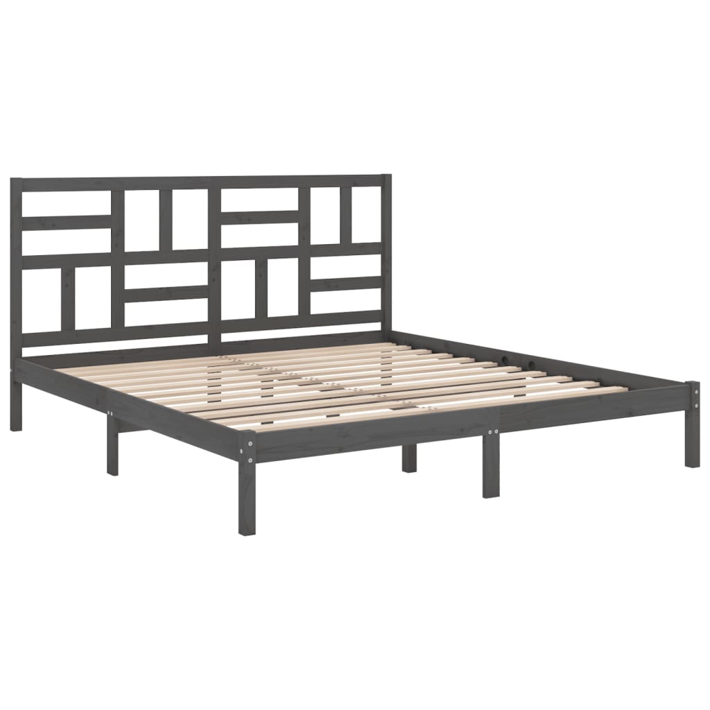 Bed Frame without Mattress Grey Solid Wood 200x200 cm