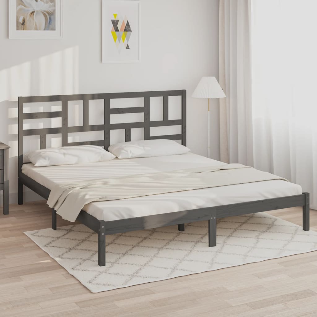 Bed Frame without Mattress Grey Solid Wood 200x200 cm