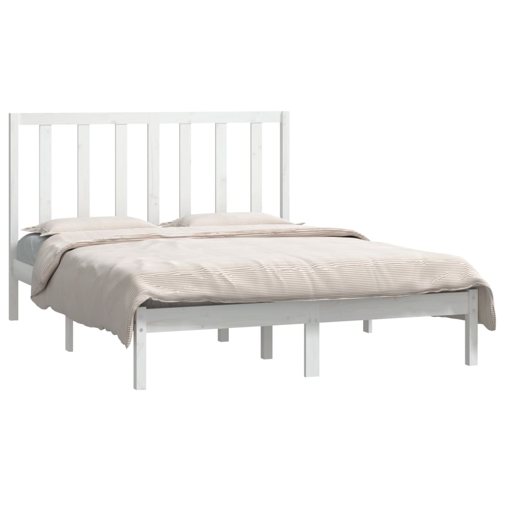 Bed Frame without Mattress White 140x190 cm Solid Wood Pine