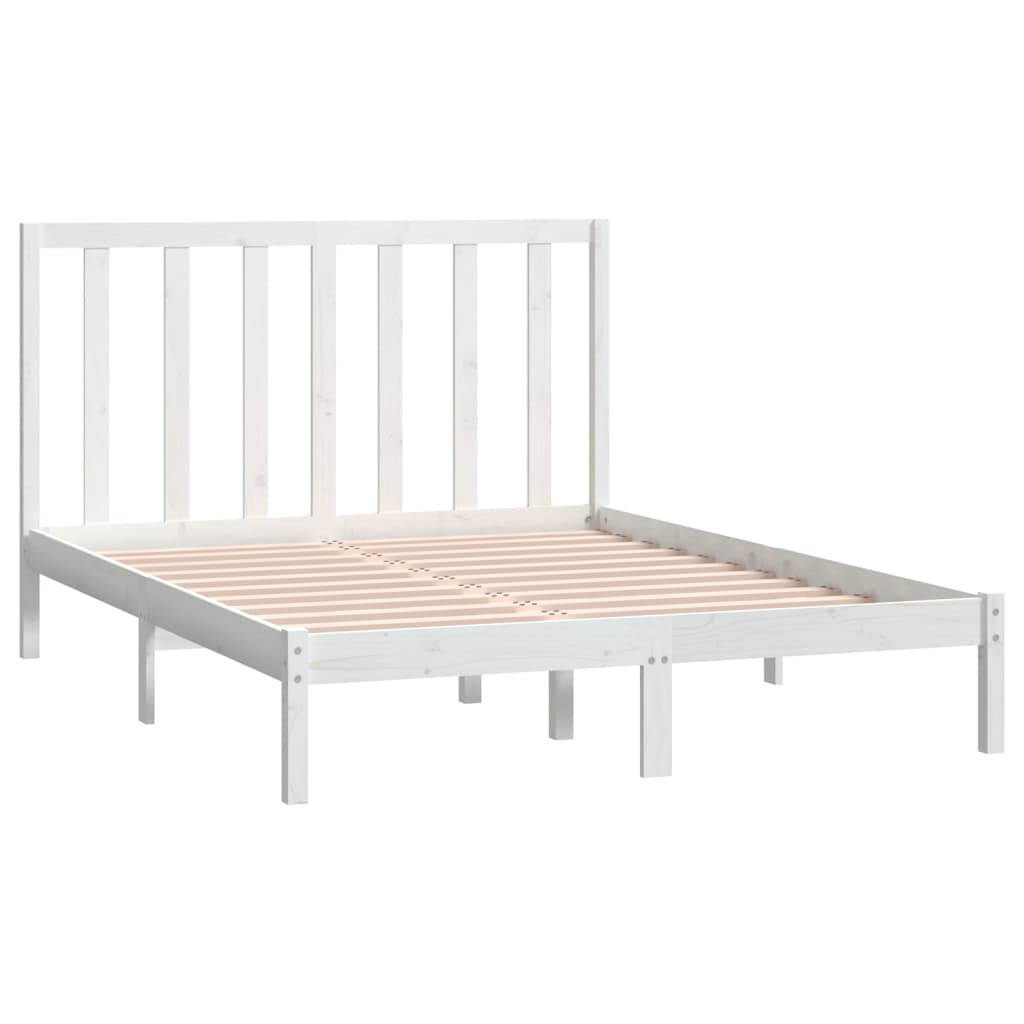 Bed Frame without Mattress White 140x190 cm Solid Wood Pine