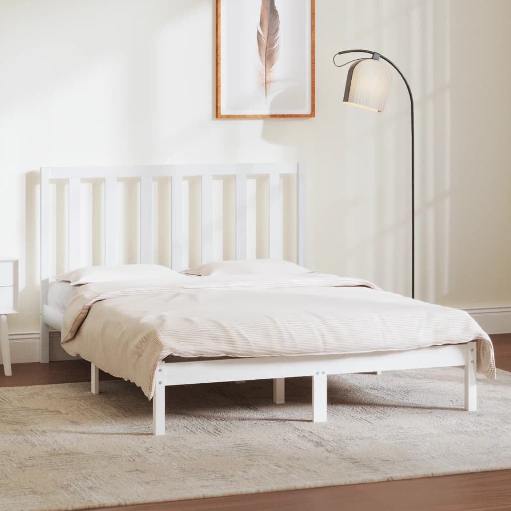 Bed Frame without Mattress White 140x190 cm Solid Wood Pine