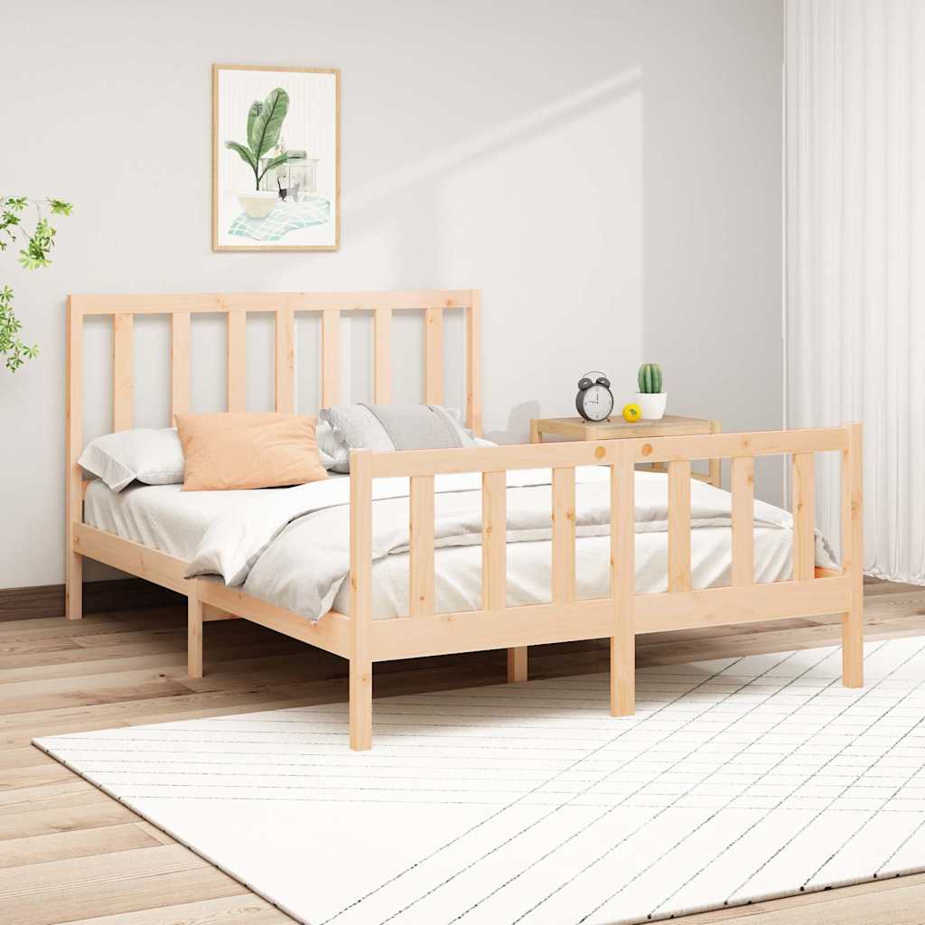 Bed Frame without Mattress 140x190 cm Solid Wood Pine