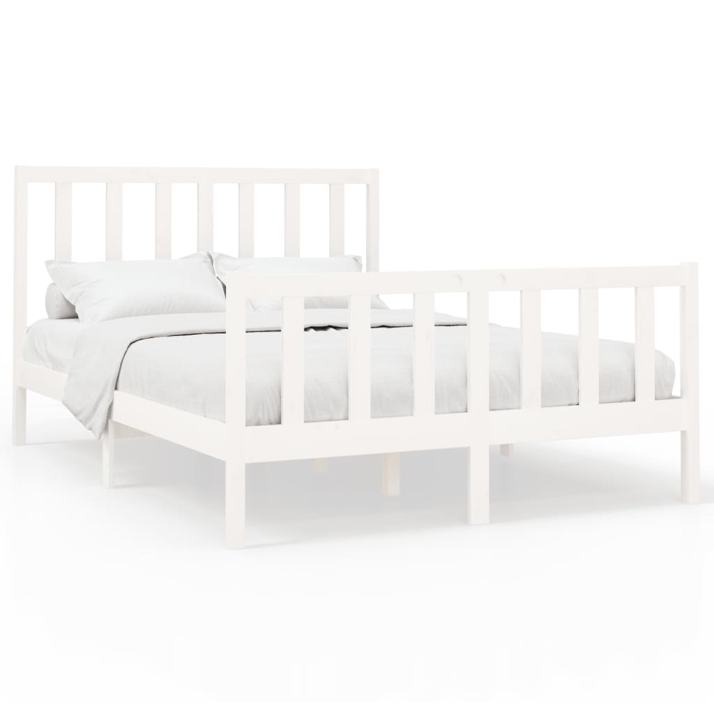 Bed Frame without Mattress White 140x190 cm Solid Wood Pine