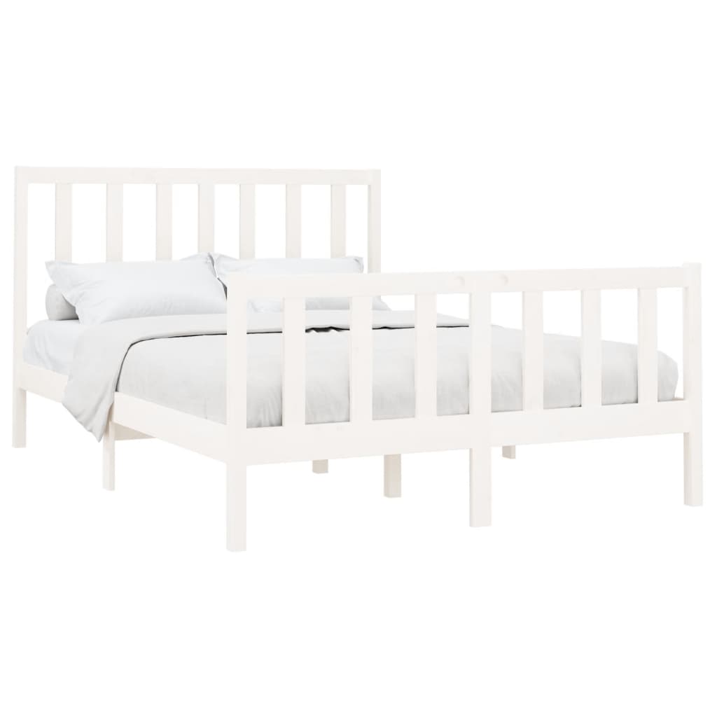 Bed Frame without Mattress White 140x190 cm Solid Wood Pine